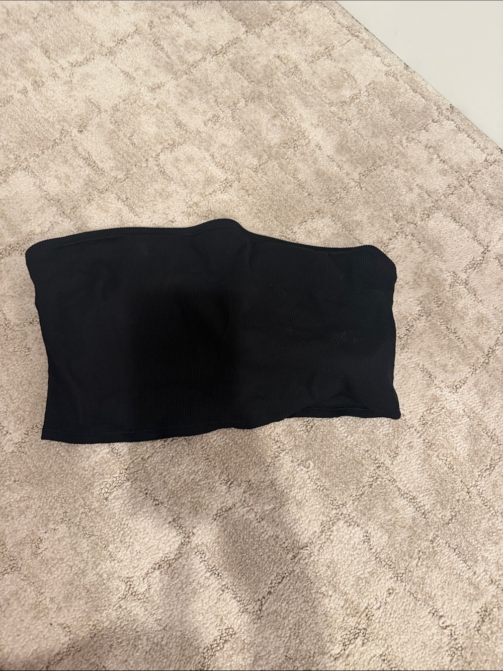 aerie Black Ribbed Bandeau Bikini Top